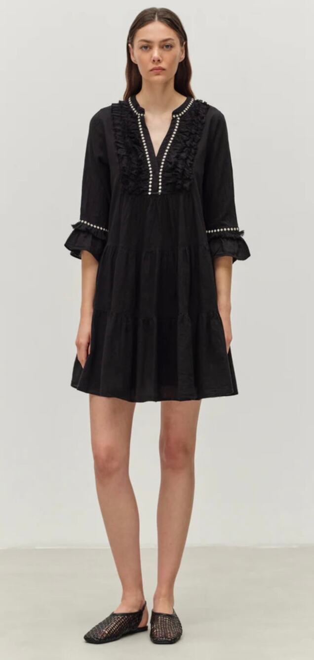 Devotion Twins Efisto Cotton Black Embroidered Mini Dress Size Small
